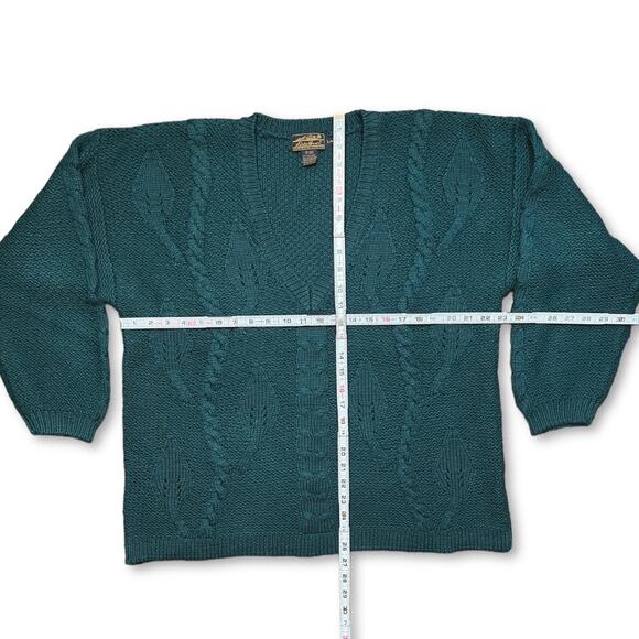 Vintage Chunky Wool Blend Green Grandpa Sweater Large Eddie Bauer - Picture 3 of 6